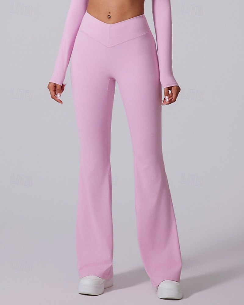 Women's pilates leggings fitness pants sport pants Flared Lightweight Pilates Running Fitness Pants Solid Color Black White Pink Fall Winter Sports Activewear Micro-elastic 2026 - $34.99 –P11