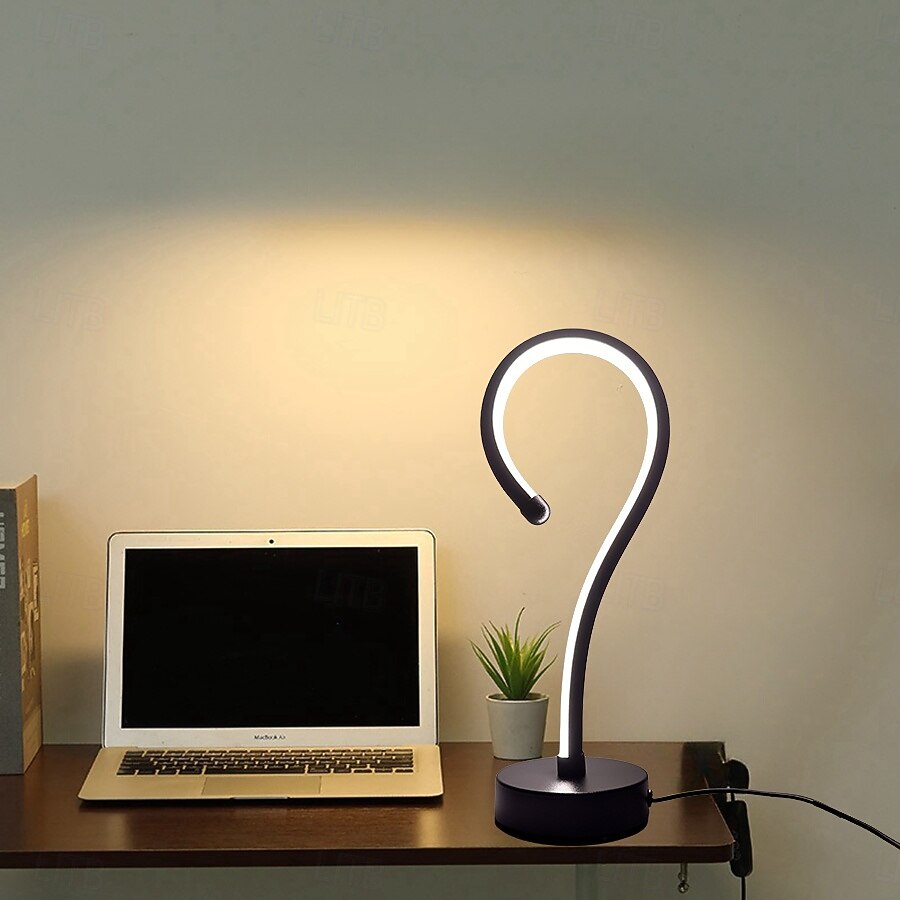 Lampe de bureau créative en forme de point d'interrogation pour salon, chambre à coucher, lumière tricolore, moderne et contemporaine, alimentée par USB pour chambre à coucher <5v a / b de 2025 ? $15.99 –P6