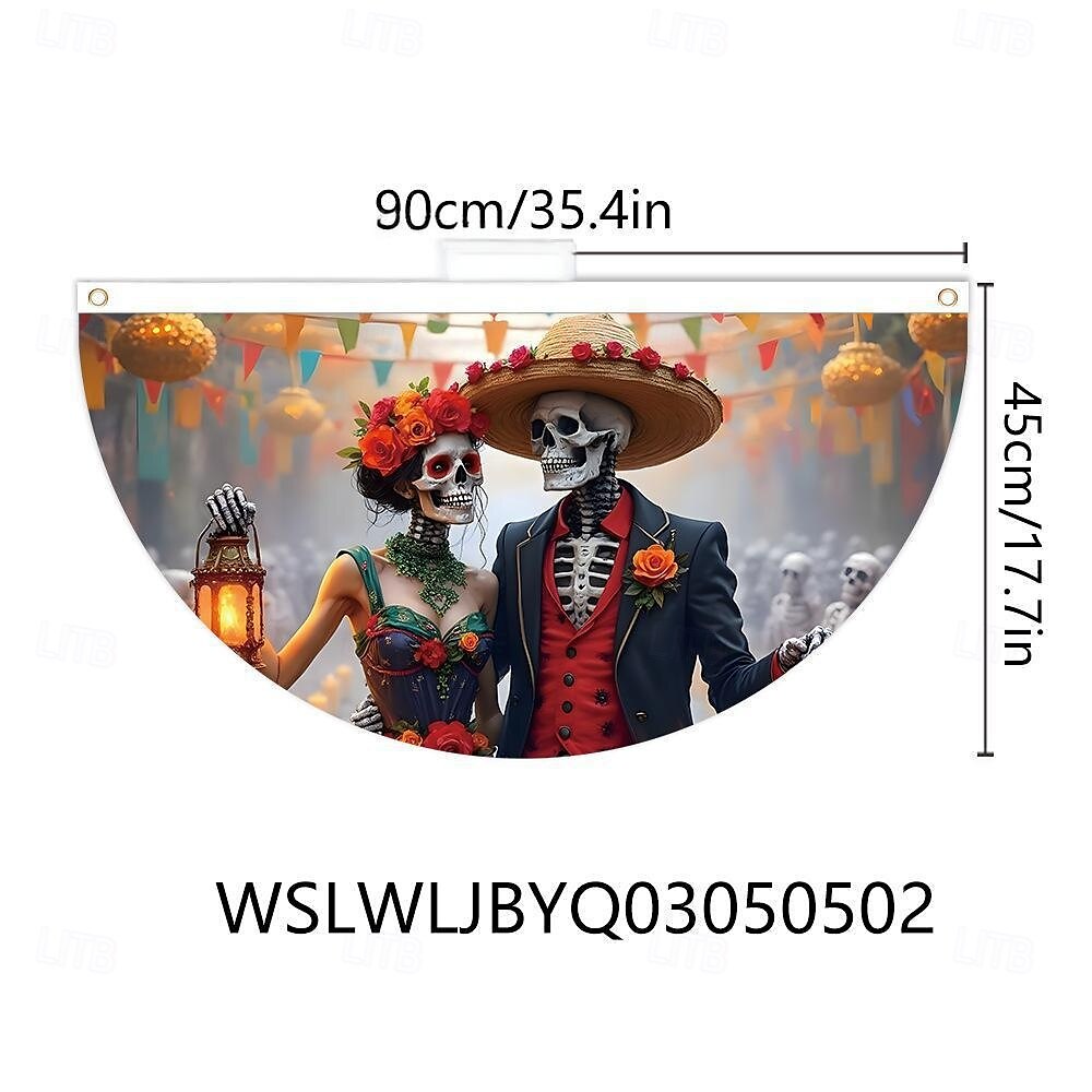 Halloween-waaiervlag, buitenvlag voor buiten, Halloween-tuinhek, hangende griezelige pompoenbanner, vlag voor op tafel, herfstkamerdecoratie, esthetische Halloween-verjaardagsfeestjesdecoratie. 2025 - $7.99 –P3