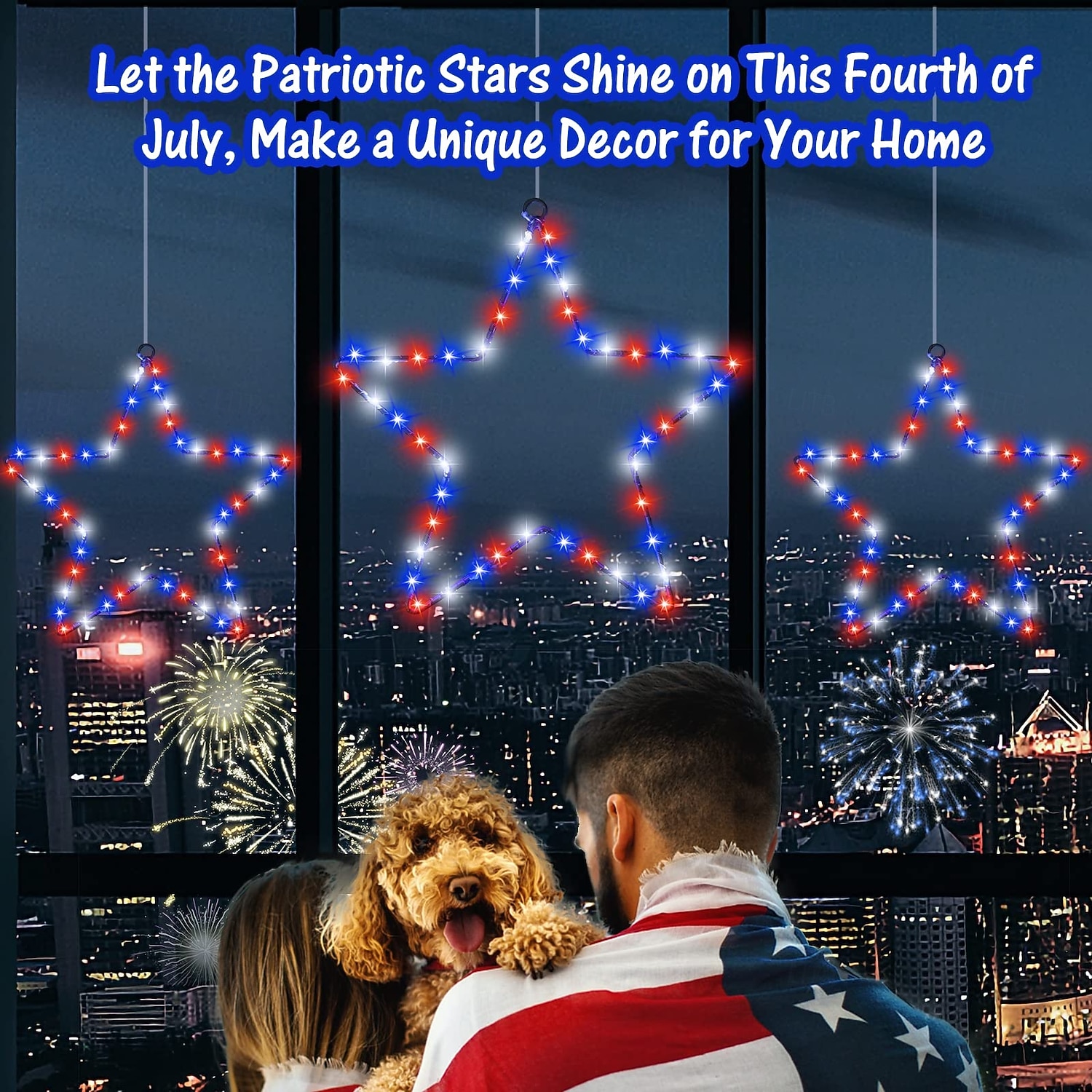 1 Stuk Patriottische Hanglampen Smeedijzer Rood Wit Blauw Vijfpuntige Ster voor 4 juli Onafhankelijkheidsdag 250e Jubileum Herdenking Binnenplaats Balkon Veranda Feest 2026 - $12.99 –P4