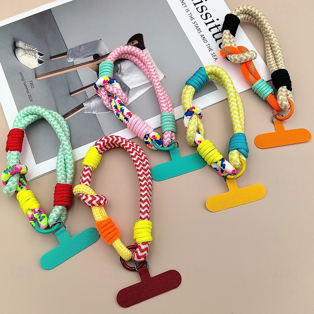 Cuerda corta de moda de dos pliegues a juego con colores, cuerda corta de muñeca simple, cuerda colgante de doble capa, firme y resistente, antirroturas y anticaídas, cuerda para colgar teléfonos 2025 - $11.99 –P4