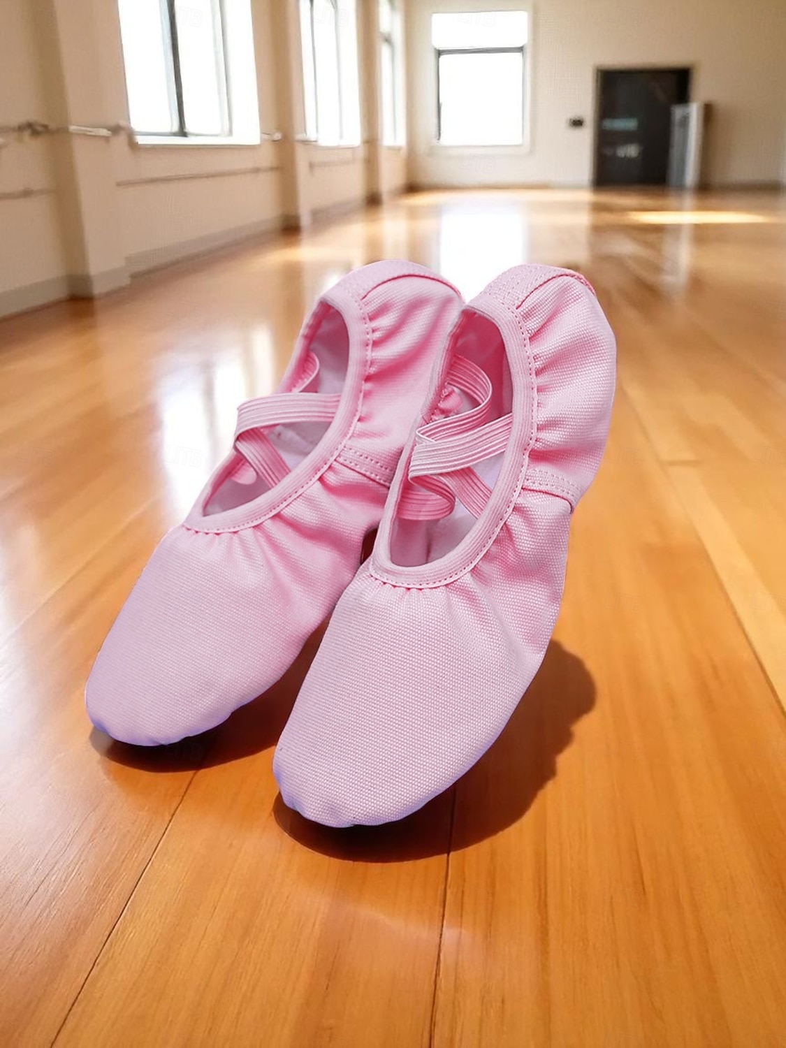 scarpette da ballo da donna in tela rosa - scarpe da allenamento professionali con cinturini elastici per l'allenamento in studio e le esibizioni del 2025 a $24.99 –P4
