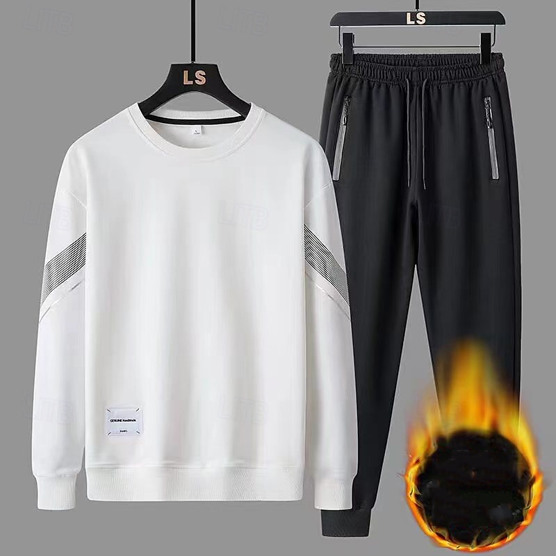 Herr Träningsoverall Joggingbyxor Fritids- Höst Långärmad Vindtät Gym Träna Sport Sportkläder Sportkläder Svart Vit Blå 2025 - $42.99 –P1