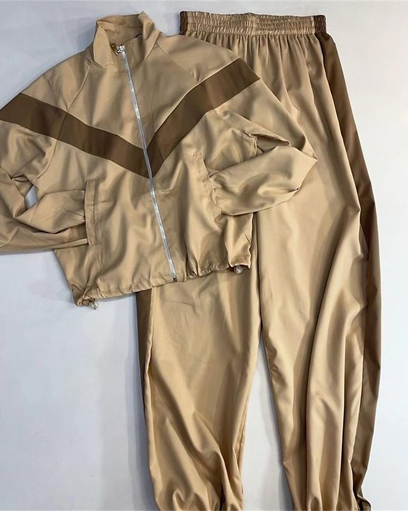 Γυναικεία Φόρμα Αθλητικές Φόρμες Παντελόνι για στίβο Τσέπη με φερμουάρ Μονόχρωμο Ρούχα σύνολα Άνοιξη Φθινόπωρο Μαύρο Λευκό Γυμναστήριο Εκπαίδευση Τρέξιμο Αντιανεμικό Μακρυμάνικο Αθλητισμός 2026 - $41.99 –P9