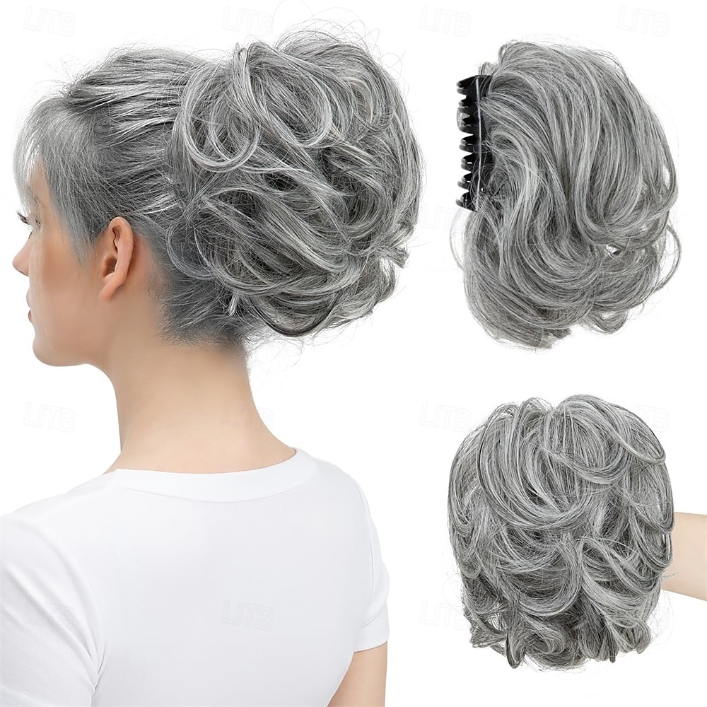 Extensions de cheveux synthétiques ondulées et bouclées, queue de cheval courte et bouclée, style chignon décoiffé, flexibles et polyvalentes de 2025 ? $19.49 –P2