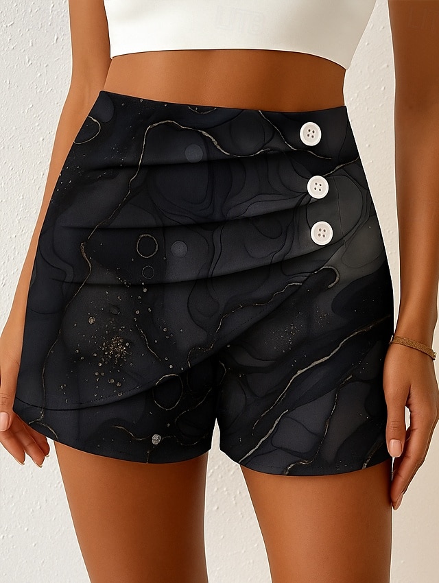 Pentru femei chinez Pantaloni Scurți Elegant Vacanță Epocă Scurt Talie Înaltă Grafic Abstract Multistratificat Micro-elastic În aer liber Stradă Zilnic Auriu Negru Albastru piscină Vară Primăvară 2025 - $17.99 –P2