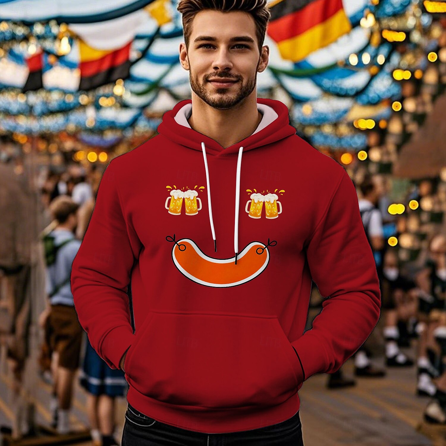 Pivo Oktoberfest Kapuce Tisk Přední kapsa Grafika Pro Pánské Dospělé Karneval Pivo Oktoberfest Horká ražba Dovolená Párty 2025 - $29.99 –P5