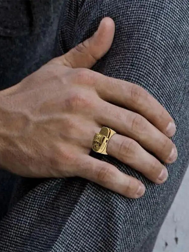 Men's Gold Alloy Lighter Ring - Bold mechanical design style, A stylish men's party nightclub gift accessory 2025 - $8.99 –P2