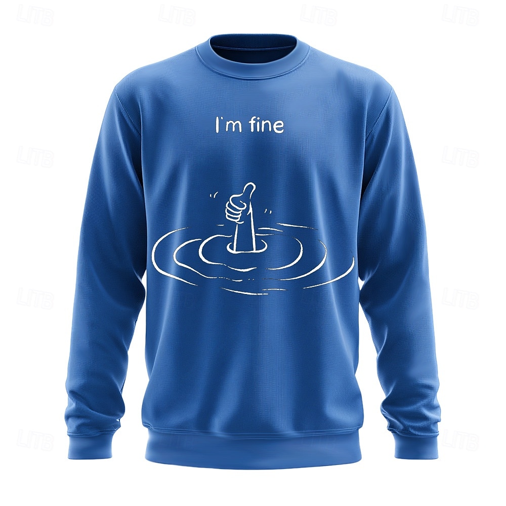 Felpa a Collo Alto Rossa da Uomo con Grafica Divertente 'Sto Bene' Con Pollice in Su del 2026 a $28.99 –P4