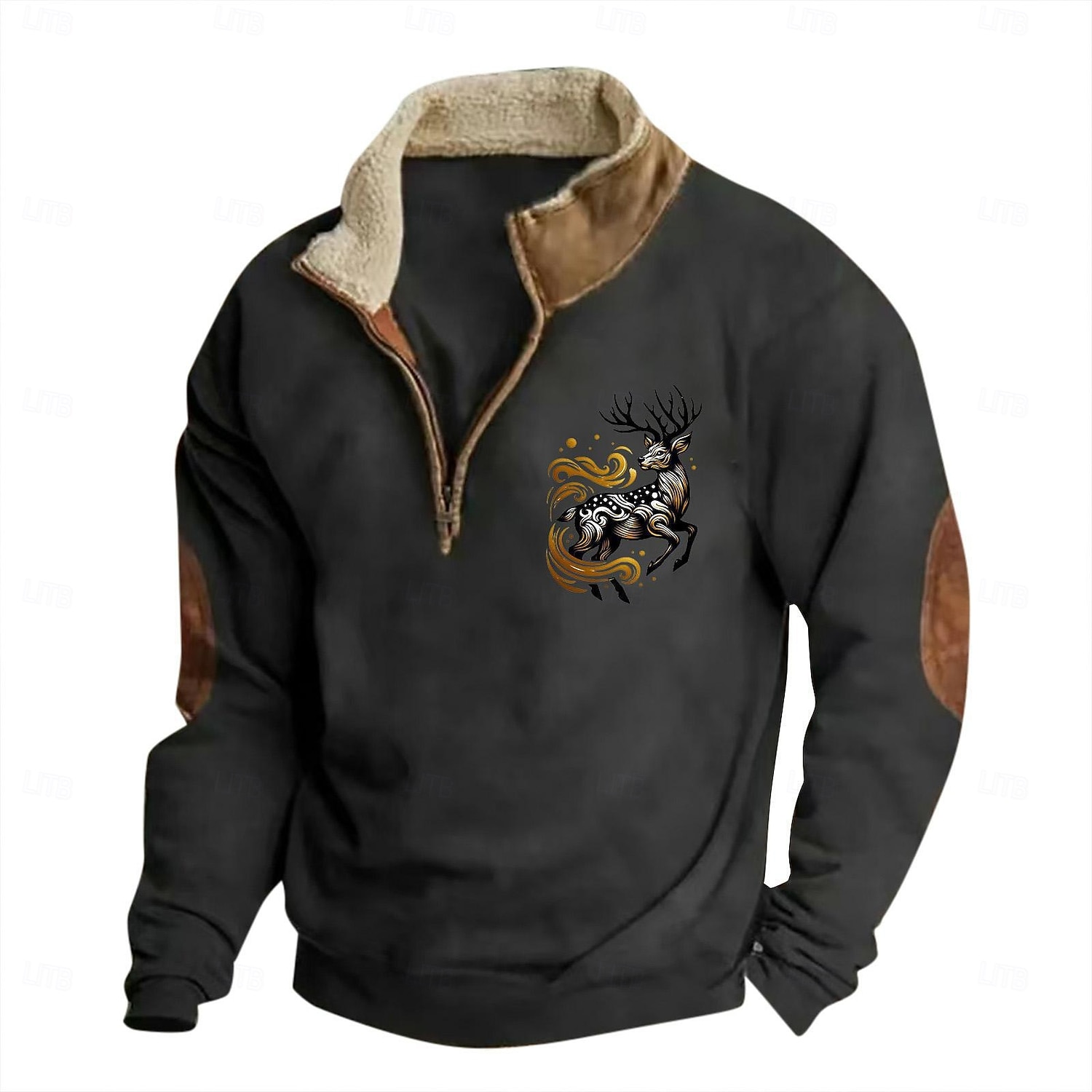 Per uomo Maglia Felpa con zip corta Nero Marrone Grigio Mezza zip Blocco di colori Renna Mezza cerniera Stampato Sport & Outdoor Quotidiano Ferie Poliestere Vintage Streetwear Casual Autunno & Inverno del 2026 a $24.99 –P1