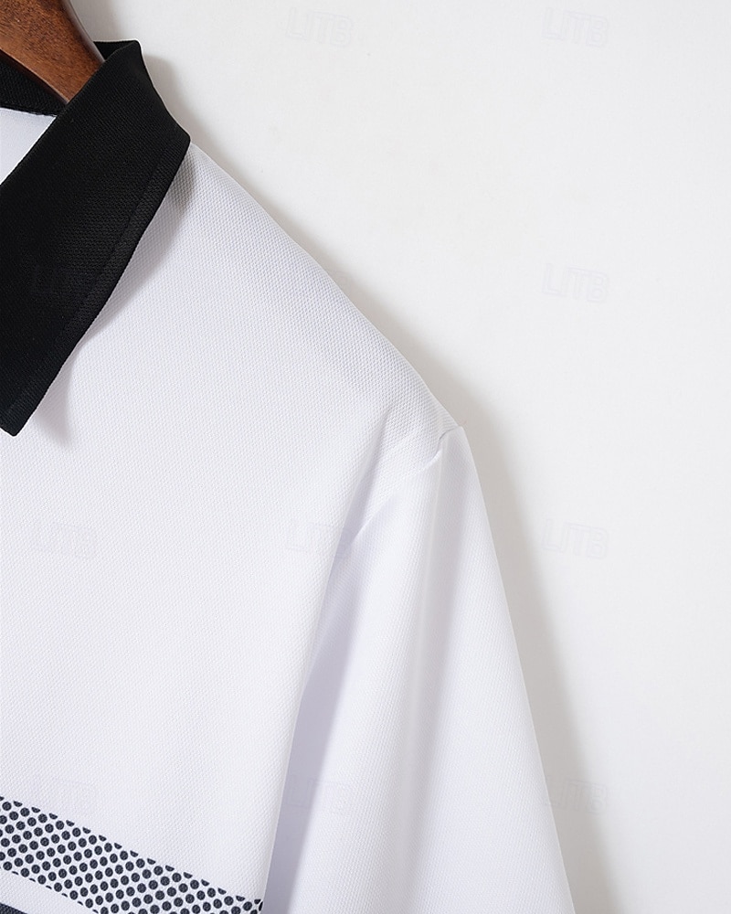 Men's Golf Shirt Golf Polos Shirts Work Casual Lapel Short Sleeve Basic Modern Striped Buttons Summer Regular Fit White Pink Red Royal Blue Green Khaki Golf Shirt 2025 - $18.99 –P5