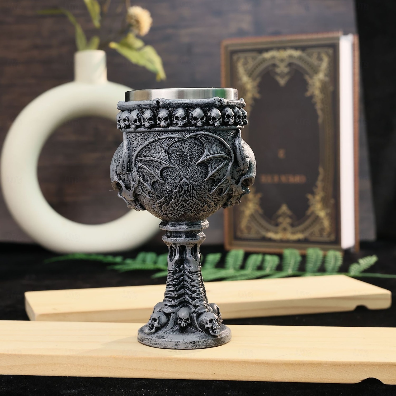 Taça de vinho com esqueleto de Halloween, taça de vinho tinto com caveira de diabo gótico e forro de aço inoxidável, decoração assustadora de Halloween para festa ou presente de 2025 por $19.99 –P2