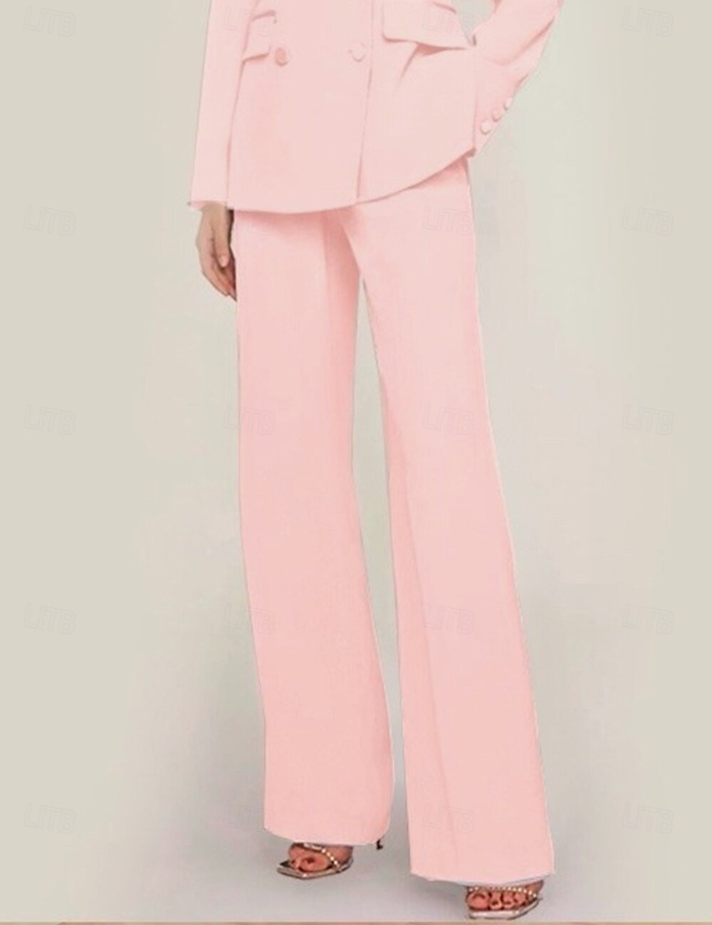 Tuta / Completo Pantalone Abito da cerimonia per signora Formale Ospite di nozze Elegante Colletto a Camicia Lunghezza al pavimento Chiffon Elasticizzato Manica Lunga con Bottoni Tinta unita 2025 del 2025 a $68.99 –P8
