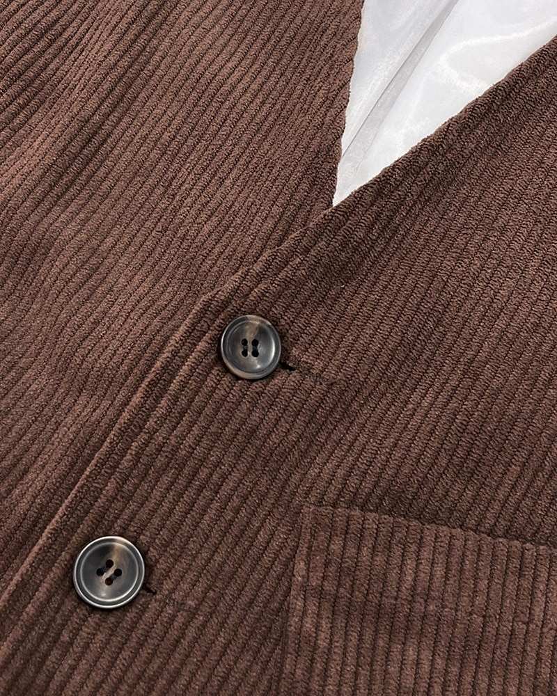 Pánské Kamizelka Vesta Dovolená Párty Obchod Módní Na běžné nošení Jaro Podzim Knoflíky Kapsy Polyester Kordura Pohodlné Pevná barva Jednořadové sako s jedním knoflíkem Do V Běžný Tmavěhnědá Čern 2025 - $23.99 –P5