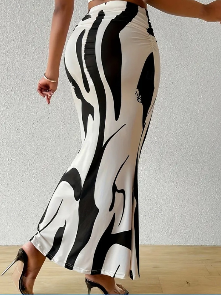 Women's Skirt Bodycon Fashion Casual Maxi High Waist Skirts Floral Print Stretchy Street Daily Blue Fuchsia Apricot Coffee Summer Polyester 2025 - $13.99 –P5