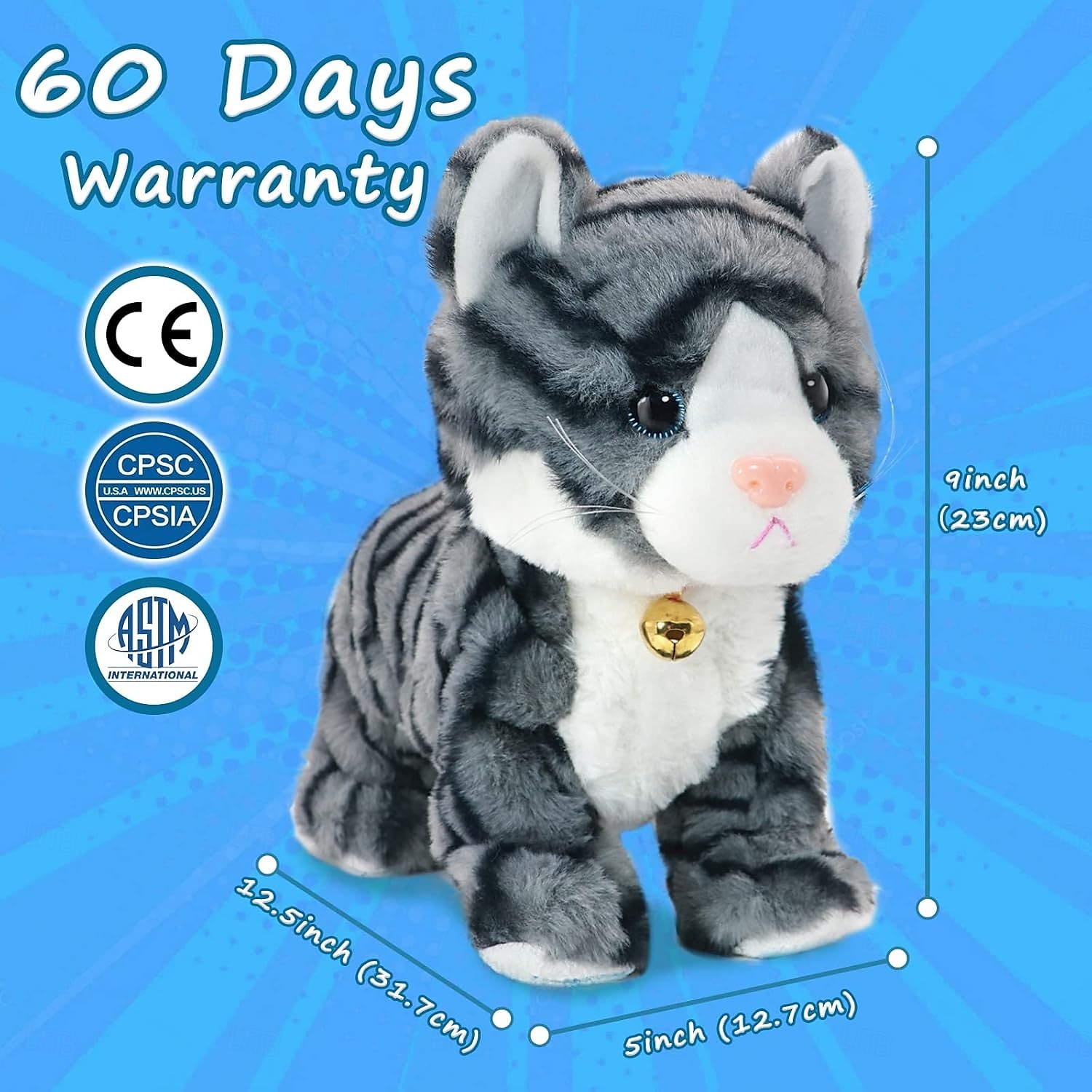 Interactief elektronisch knuffeldier - upgrade met led-licht, ogen, geanimeerde geluidsbesturing, elektronische huisdierenrobot, kat, kitten, speelgoed, cadeaus voor jongens &meisjes kinderverjaardag 2025 - $42.99 –P17