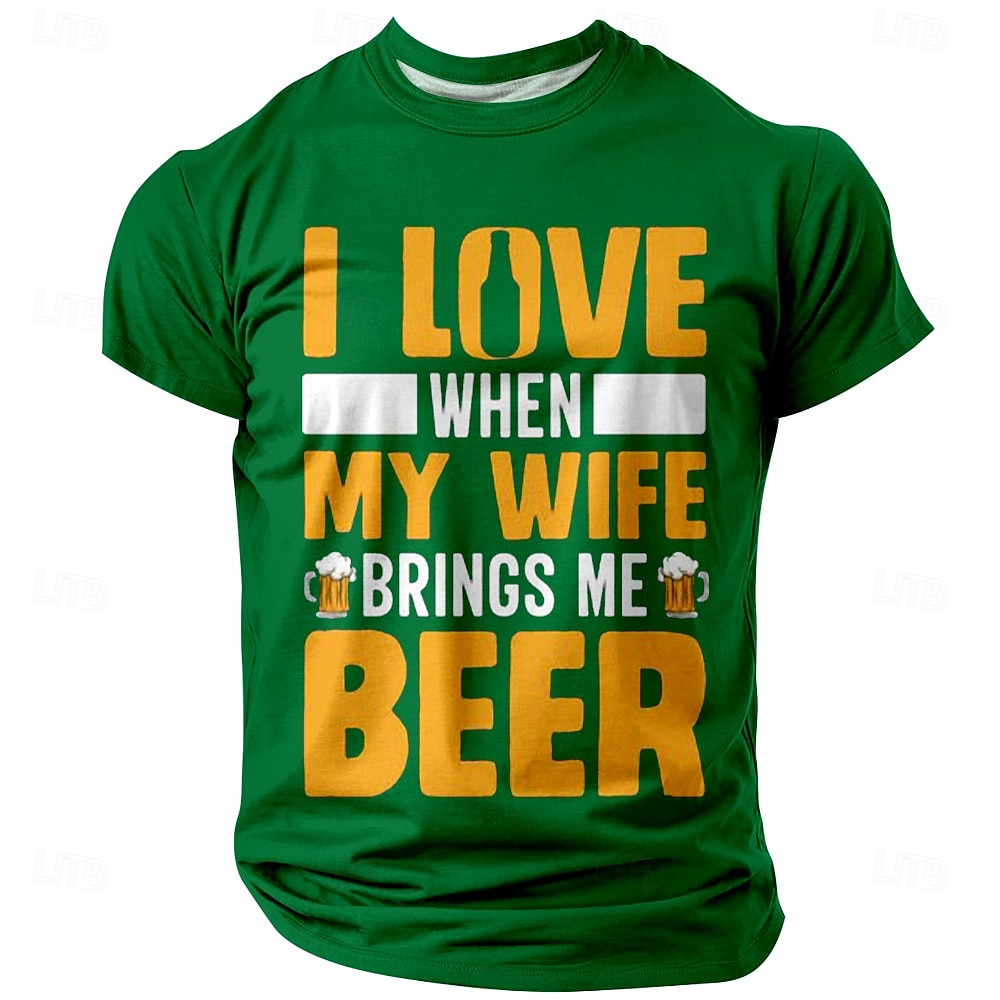 Oktoberfest Herr Öl T-shirt Kortärmad T-shirt 3D-tryck Rund hals Skjorta Mode drivna Dagligen Fest Gata Ledigt Svart Blå Grön Sommar Vår Alla årstider Kläder S M L XL XXL XXXL 2025 - $17.99 –P2