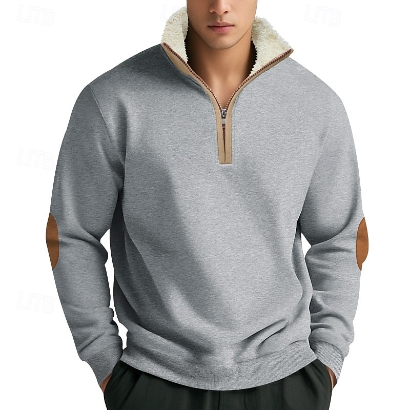 Bărbați Pulover cu glugă cu glugă Hanorac cu fermoar Negru Bleumarin Kaki Gri Deschis Gri Închis Guler în picioare Simplu Buzunar frontal Quarter Zip Sporturi & Exterior Casual Zilnic Șic Strad 2025 - $27.99 –P5
