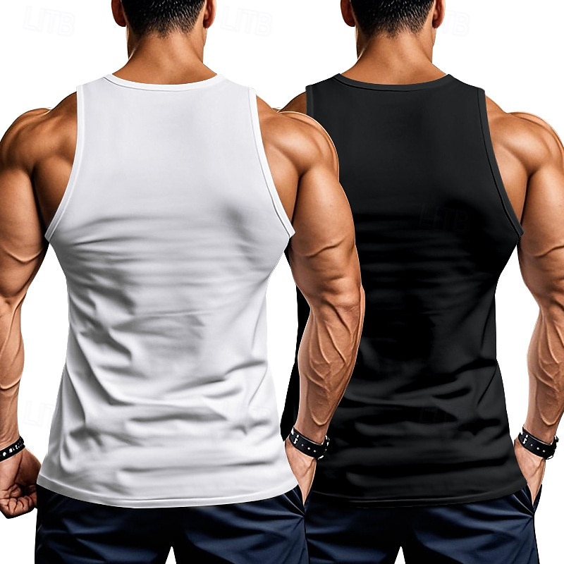 Herren Tank Top Weste Unterhemd Ärmelloses Shirt Ärmellos Rundhalsausschnitt Sommer Einfarbig Einfach Mode Klassisch Bequem 2 Packungen Straße Lässig Sport Blau+Hellblau Weiß + Weiß Grau+Weiß Top 2025 - $15.49 –P2