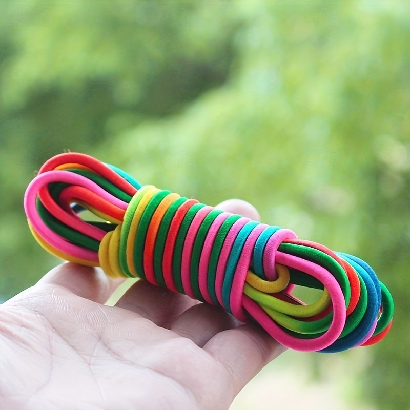 Corde à sauter élastique pour enfants - Bande à sauter durable en mélange de caoutchouc et de nylon pour l'exercice et le fitness. Non chargée. Convient aux enfants de 12 ans et moins. Jouet à sauter de 2025 ? $15.49 –P4