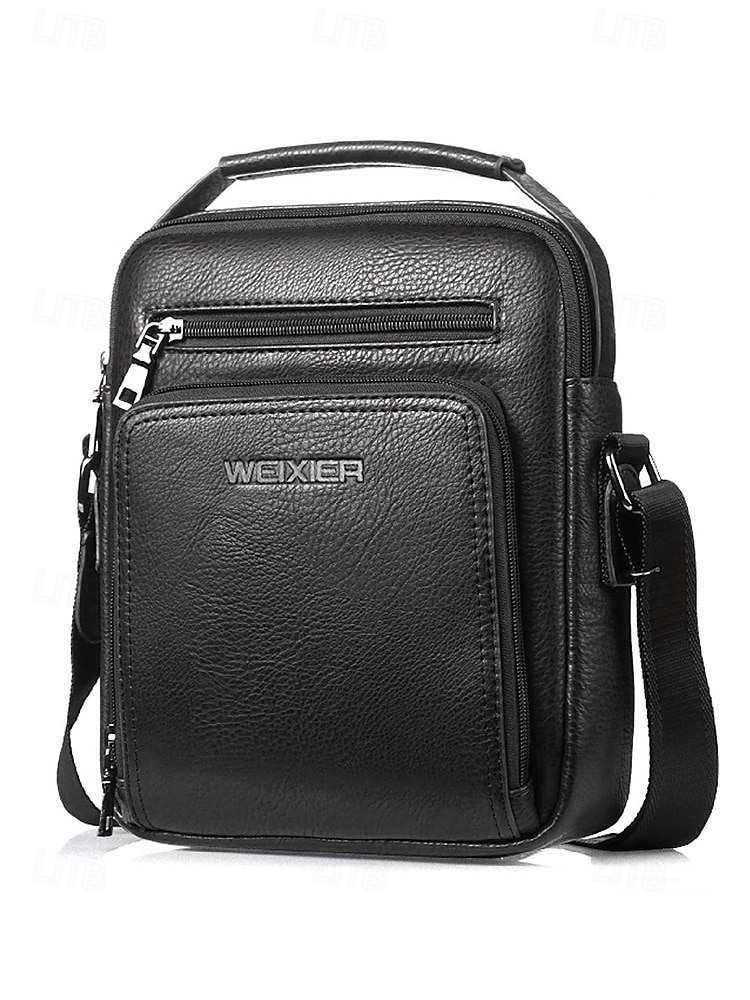 Borsa a tracolla da uomo in similpelle marrone e nera con più scomparti con cerniera per viaggi di lavoro e uso quotidiano in ufficio del 2025 a $24.99 –P5