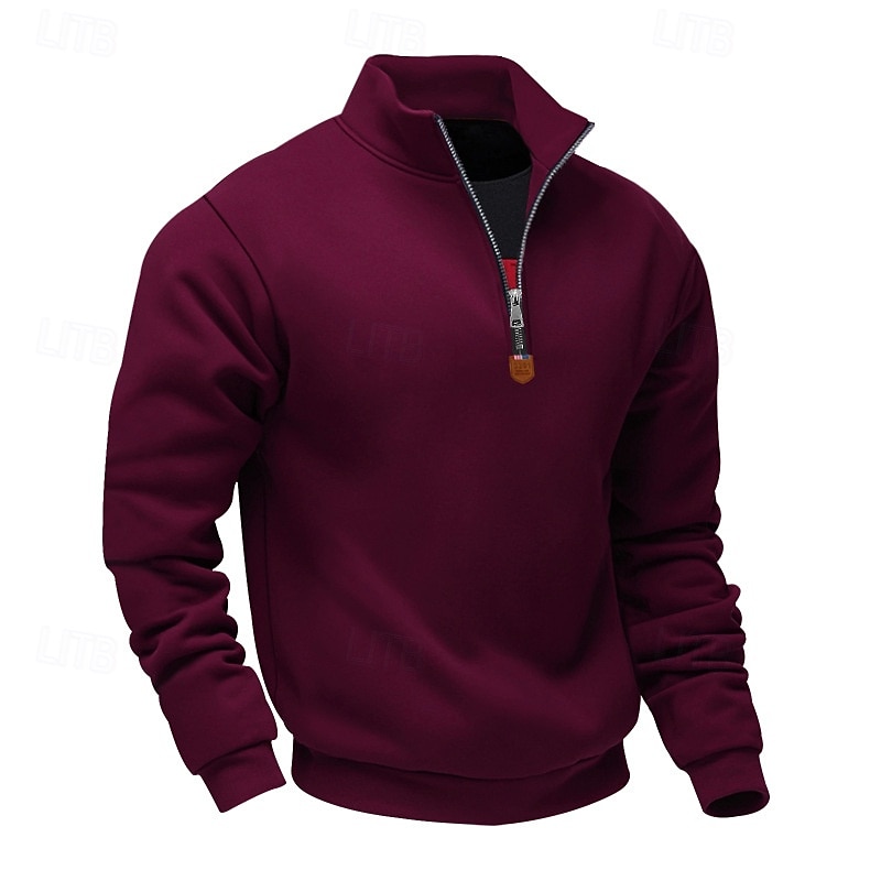 Hombre Sudadera Sudadera con un cuarto de cremallera Albaricoque Negro Blanco Vino Rojo Media cremallera Plano Deporte Diario Festivos Poliéster Ropa de calle Básico Casual Primavera Otoño Ropa 2025 - $21.99 –P17