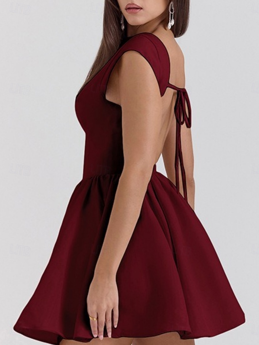 Damen Minikleid Figurbetontes Kleid Elegant Party Cocktail Hochzeit Outdoor Party Normale Passform Einfarbig Ärmellos Rundhalsausschnitt Schwarz Weiß Wein Sommer 2025 - $26.99 –P14