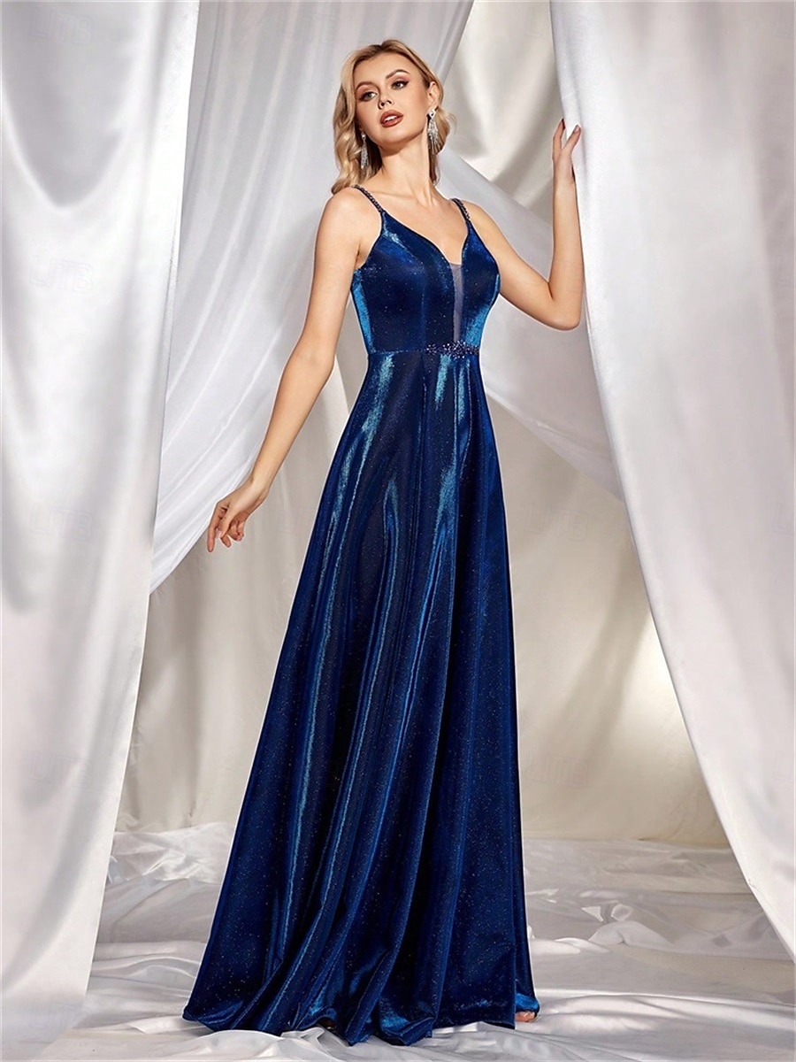 Abiti A-Line Quinceanera Elegante Abito Formale Matrimonio Lunghezza Rasa Pavimento Senza Maniche Spaghetti Strap Seta Con Pieghe del 2025 a $119.99 –P5