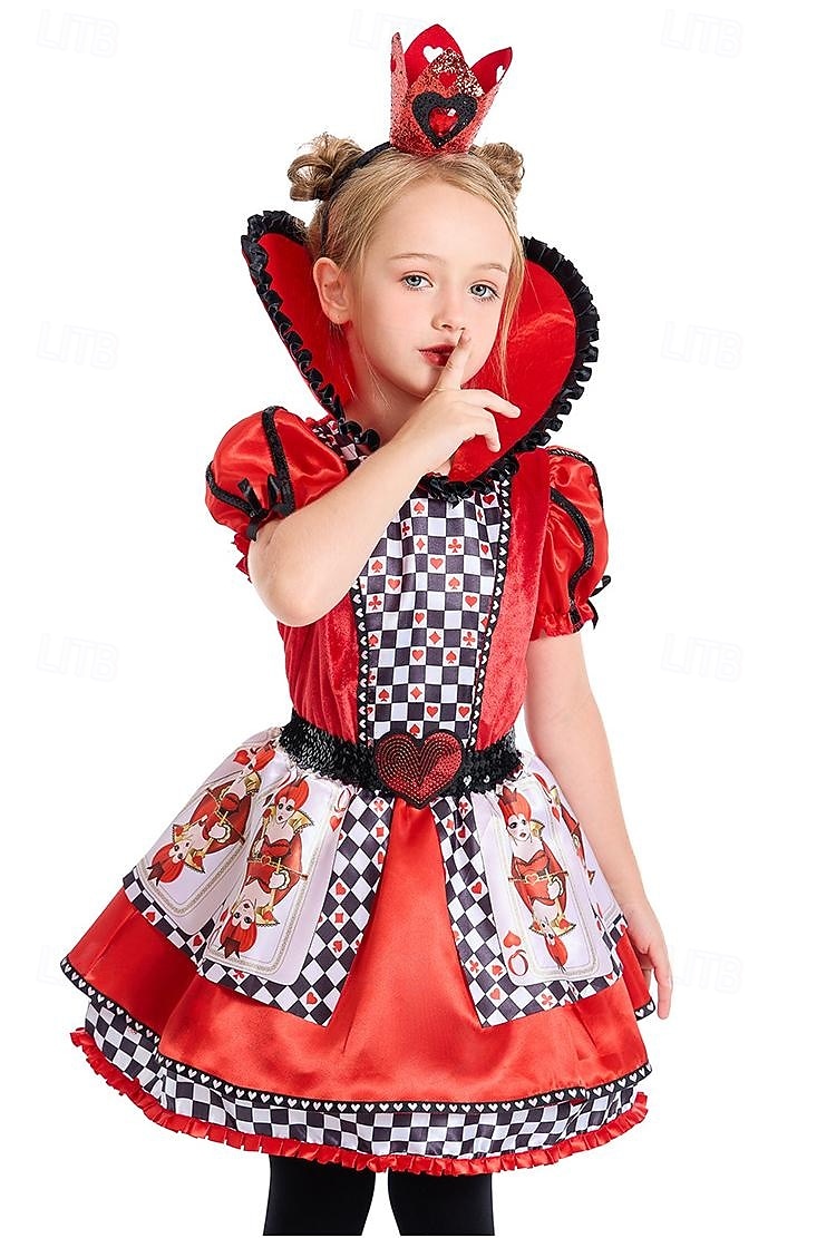 Alice in Wonderland Sprookje Hartenkoningin De rode koningin Venijn Jurken Kostuum Verhaalboekpersonages Cosplay Film cosplay for Voor meisjes Kinderen Halloween Carnaval Wereldboekendag Prestatie 2025 - $46.99 –P2