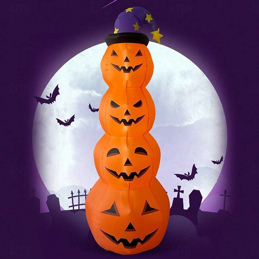 1 Pc 2.4M Halloween Inflatable Pumpkin Luminous Strip Lamp Air Model Courtyard Garden Lawn Path Halloween Party Atmosphere Decorative Lights 2025 - $81.99 –P7