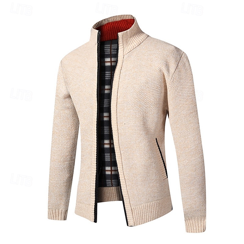 Herren Pullover Strickjacke Gerippt Stricken Normale Oberteile Gestrickt Einfach Stehkragen Aufwärmen Moderne zeitgenössische Lässig Alltagskleidung Bekleidung Frühling & Herbst Weinrot Schwarz M L XL 2025 - $25.99 –P7