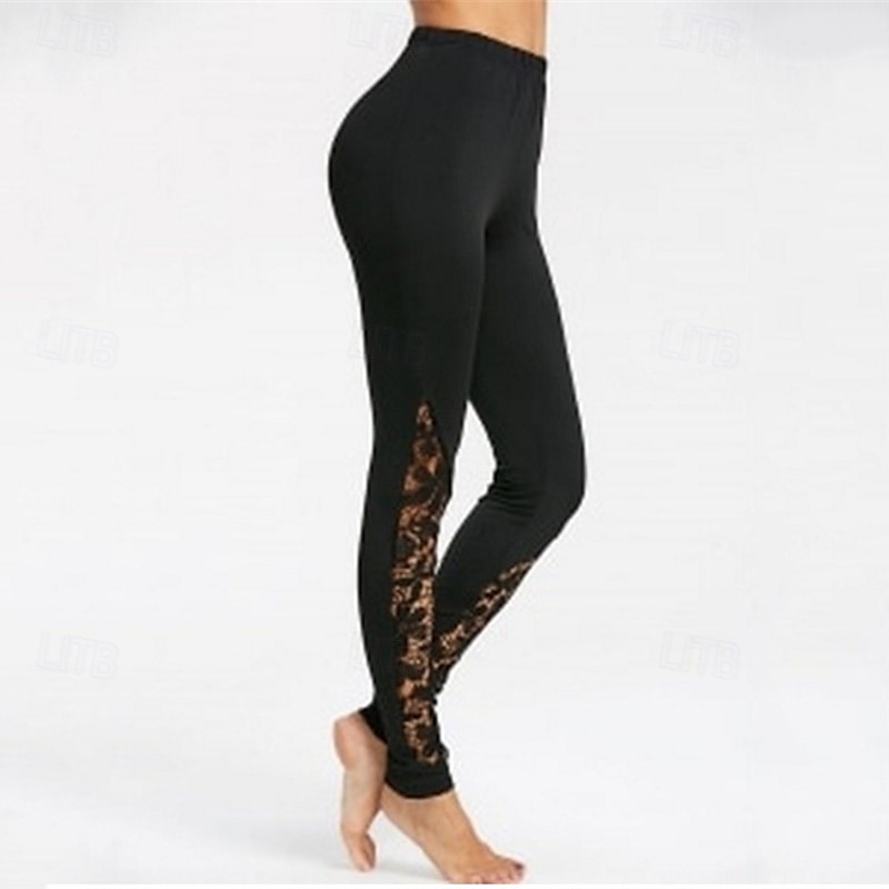 Pentru femei Jambiere Pantaloni scurți anti uz Modă Șic Stradă Lungime gambă Talie Înaltă Culoare solidă Dantelă Talie elastică Respirabil Comfortabil Strech Purtare Zilnică Sfârșit de săptămână Negru 2025 - $14.99 –P2