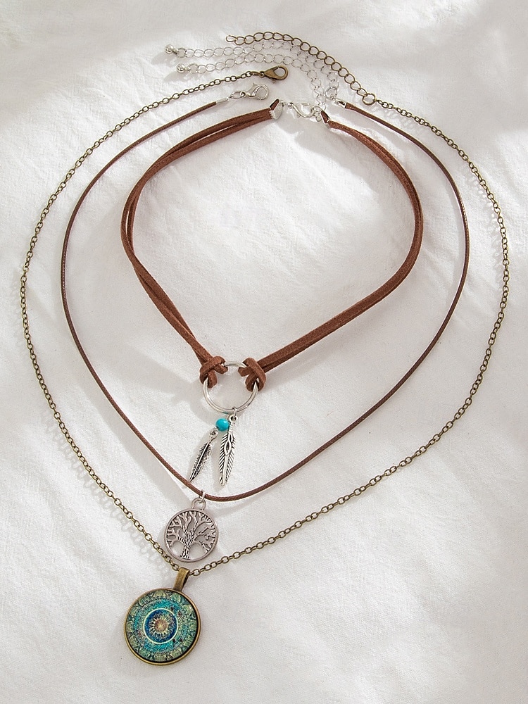Ensemble de colliers à breloques bohèmes superposés pour femmes – pendentifs multicouches mauvais œil, soleil et étoile avec tour de cou en perles, pour la mode spirituelle, les festivals et le quotidien de 2025 ? $11.99 –P4