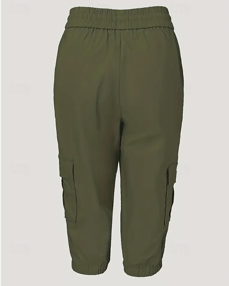 Dam Cargo-shorts Capribyxor Mode Streetwear Vadlängd Naturlig Solid färg Ficka Elastisk midja Bekväm Microelastisk Sport & Utomhus Dagliga kläder Vin Svart Rodnande Rosa Armégrön Sommar Vår Normal 2025 - $26.99 –P14