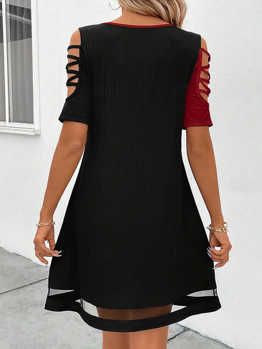 Femmes Robe Midi Robe trapèze Robe d'été Élégant ancien Occasionnel Maison Soirée Fête Coupe Ample Couleur Unie Bloc de Couleur Manche Courte Col ras du cou Noir et Blanc Rose Claire Jaune Rouge Ét de 2025 ? $29.99 –P2