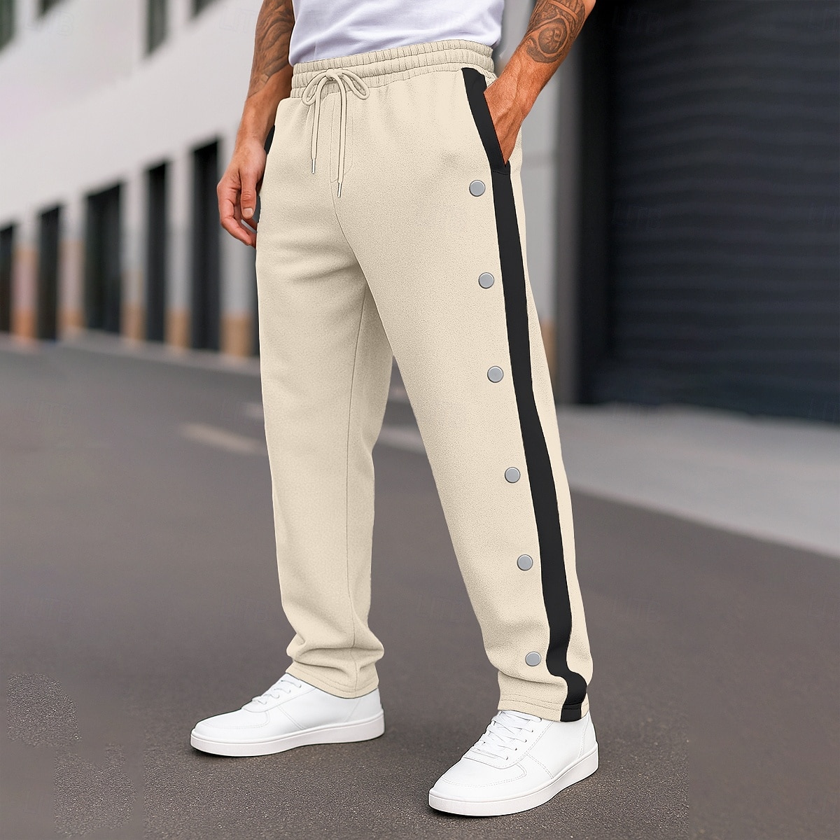Herren Jogginghose Jogginghose mit weitem Bein Hose Trainingshose Gerade geschnittene Sweatpants Kordelzug Elastischer Bund Seitenknopf Einfach Komfort Atmungsaktiv Volle Länge Outdoor Täglich 2025 - $21.99 –P6