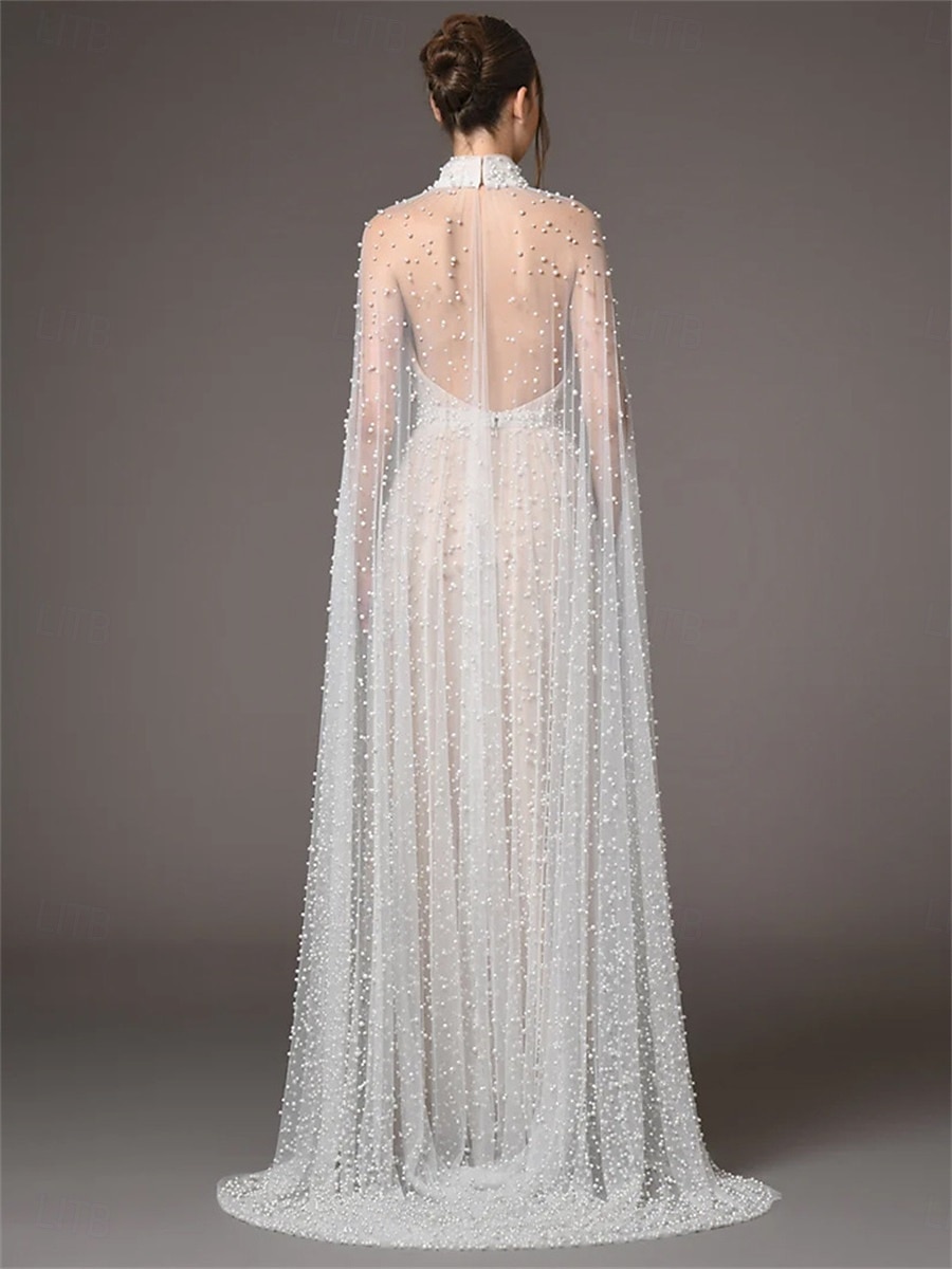 Vestidos de quinceanera em A-line vestido elegante casamento convidada de casamento comprimento do chão mangas longas gola alta tule costas nuas com pregas de 2025 por $179.99 –P2