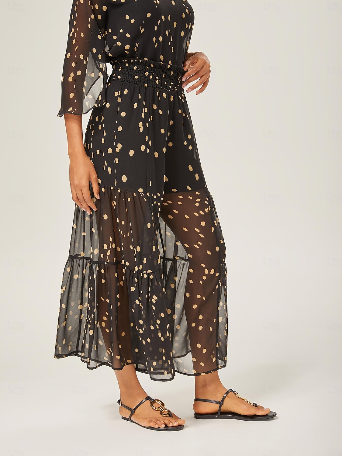 Per donna Femminile Camicia casual A Pois Casuale Manica del polsino svasato Nero annodata Elegante Bohemien Vacanza Collo Alto Estate Primavera Autunno del 2025 a $52.99 –P14