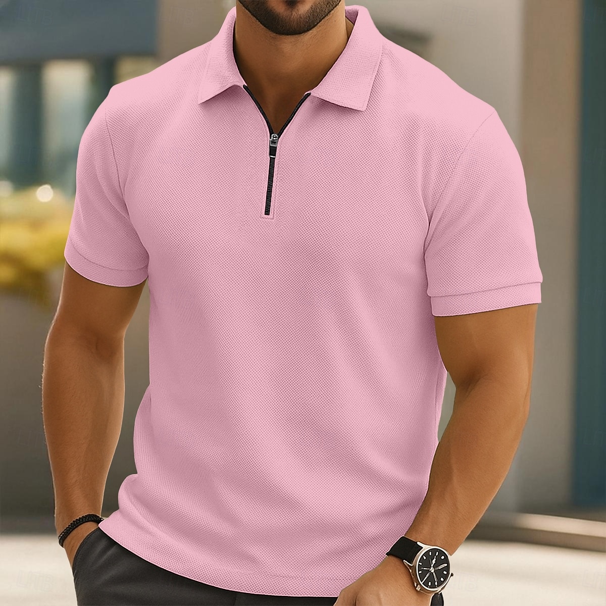 Ανδρικά Quarter Zip Polo Πουκάμισο γκολφ Καθημερινά Αργίες Πέτο Τρίμηνο φερμουάρ Κοντομάνικο Μοντέρνα Βασικό Σκέτο Ανοιξη καλοκαίρι Κανονικό Μαύρο Λευκό Ανθισμένο Ροζ Κρασί Βαθυγάλαζο Μπλε Ρουά 2026 - $18.99 –P1