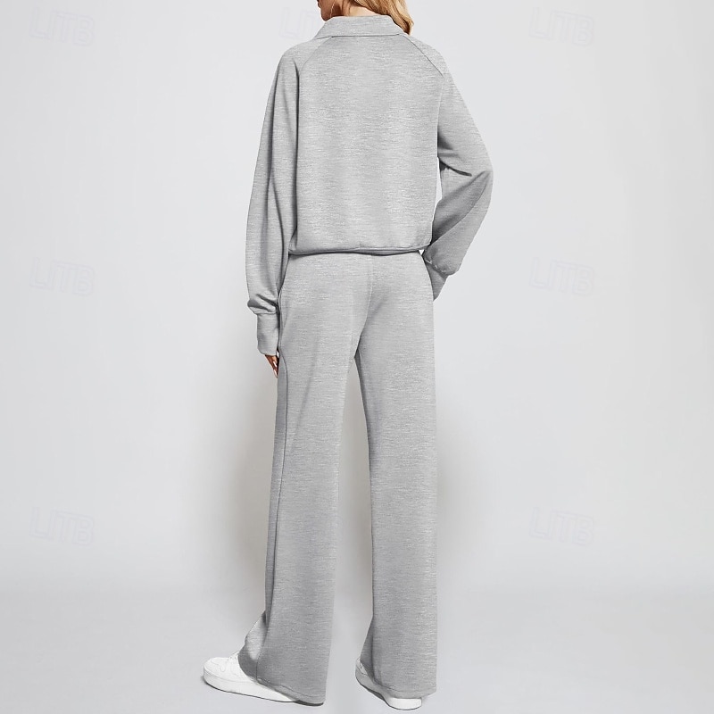 نسائي بدلة رياضية بنطلونات بنطلون واسع الساق دانتيل جيب لون سادة أطقم ملابس رياضية الخريف أسود أبيض الصالة الرياضية رياضات ركض ضد الهواء كم طويل رياضة ألبسة رياضية قابل للبسط عادي 2025 - $34.99 –P14