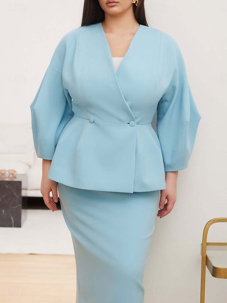 Ensembles de Robes Robe Mère de la Mariée Formelle Invitée de Mariage Élégante Col en V Longueur au Sol Polyester Manches Longues avec Boutons de 2025 ? $179.99 –P11