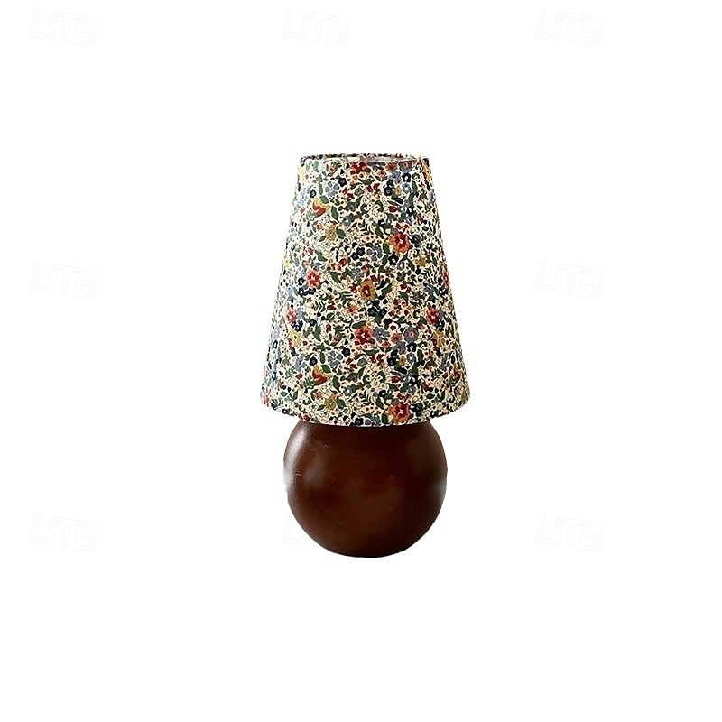 Abajur redondo com estampa floral pastoral francesa tradicional, base de madeira maciça, 1 luminária de mesa para quarto de 2025 por $84.99 –P9