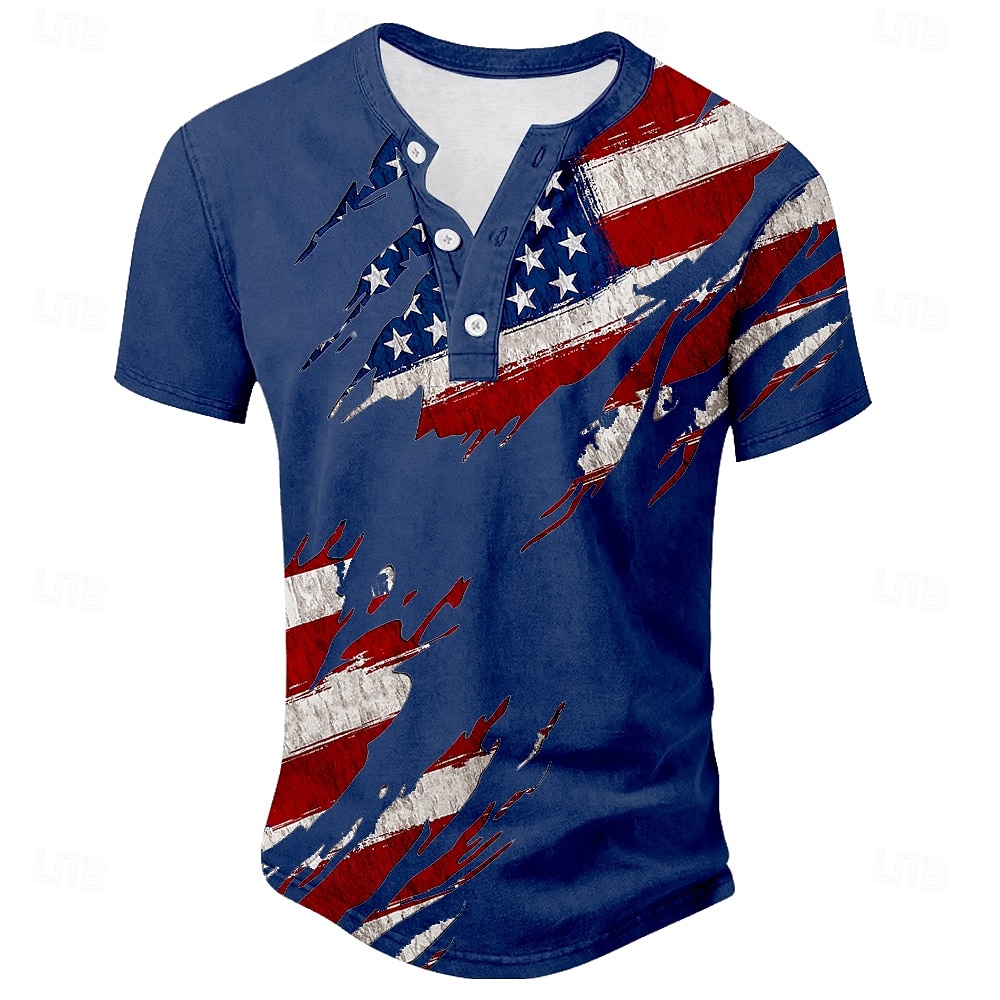 4. Juli 2026 250. Memorialtag Herren 3D-Druck Henley Kurzarm T-Shirt Freizeit Alltag Sport Street 2026 - $22.99 –P2