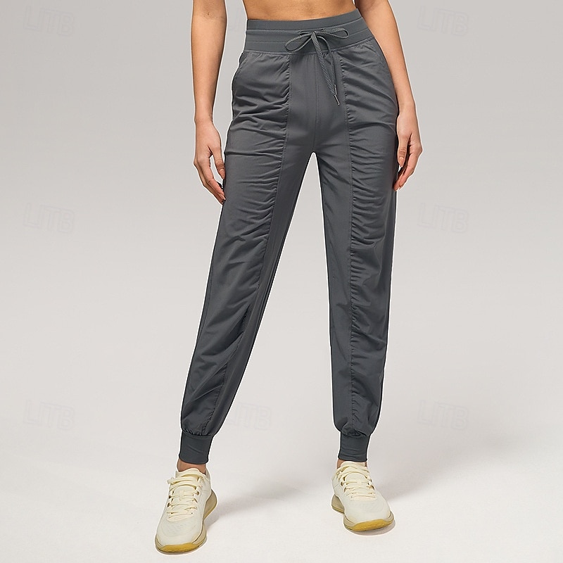 Mulheres Calças de fitness Calças de Pilates Calças de ioga Com Cordão Rugas Com bolsos Leve Cintura Alta Pilates Academia Zumba Calças Azul marinho Castanho Claro Preto Outono Esportes Roupas de 2025 por $25.99 –P4