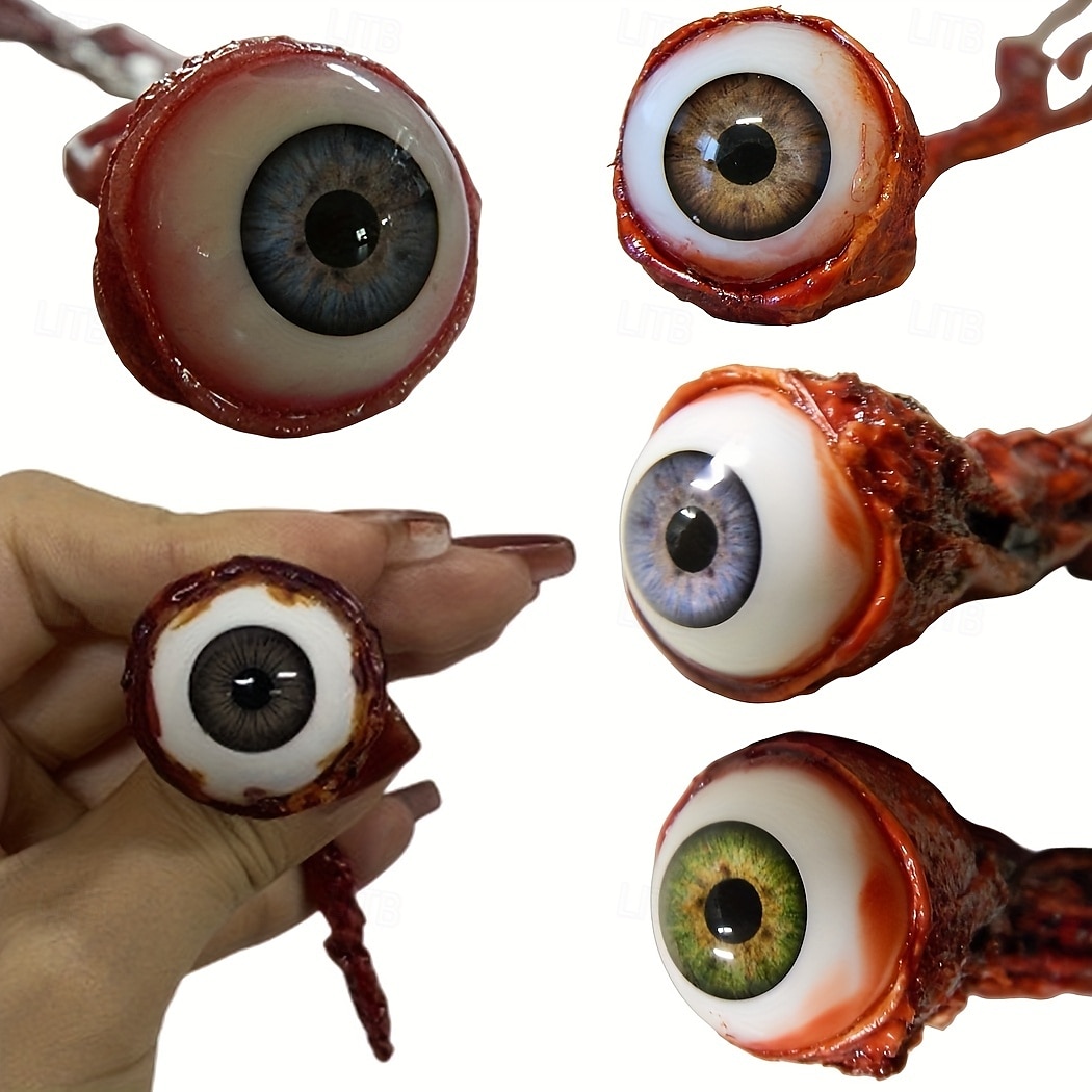 2 piezas de globos oculares sangrientos de látex para bromas de Halloween: globos oculares artificiales para una diversión aterradora; sin plumas, adecuados para bromas y fiestas 2025 - $32.99 –P7
