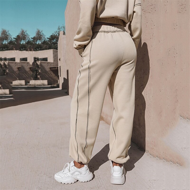 Mujer Tracksuit Sudadera Ropa Deportiva Otoño Manga Larga Mantiene abrigado Resistente al Viento Suave Gimnasio Rutina de ejercicio Deportes Ropa de deporte Ropa de Deporte Color sólido Albaricoque 2025 - $36.99 –P5