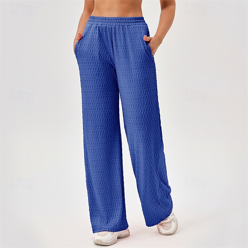 Damskie Spodnie fitness Spodnie Pilates Spodnie do jogi Trójwymiarowa faktura plastra miodu Z kieszeniami Lekki Wysoka talia Pilates Siłownia Zumba Doły Jednokolorowe Żółty Różowy Czerwony Jesień 2026 - $25.99 –P12