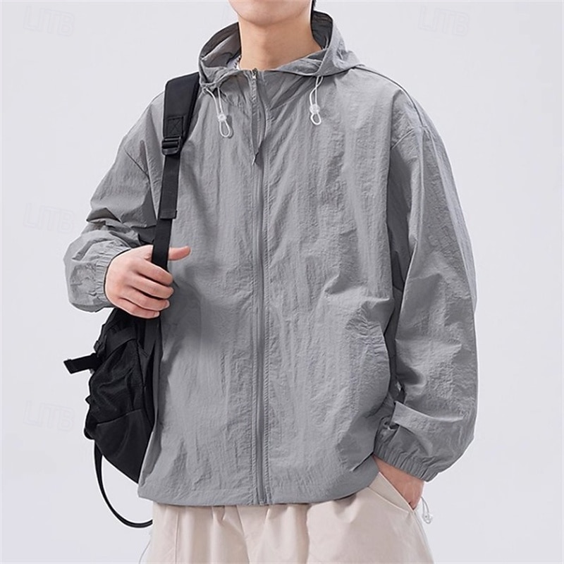 Miesten Yhtenäinen Juoksutakki Ulkoilu takki Kesä Kevät Täysi vetoketju Pitkähihainen Urheilullinen Aurinkovoide Nopea kuivuminen Kevyt UV-jäähdytys Hengittävä Tennis Golf Juoksu Tumman harmaa 2026 - $24.99 –P3