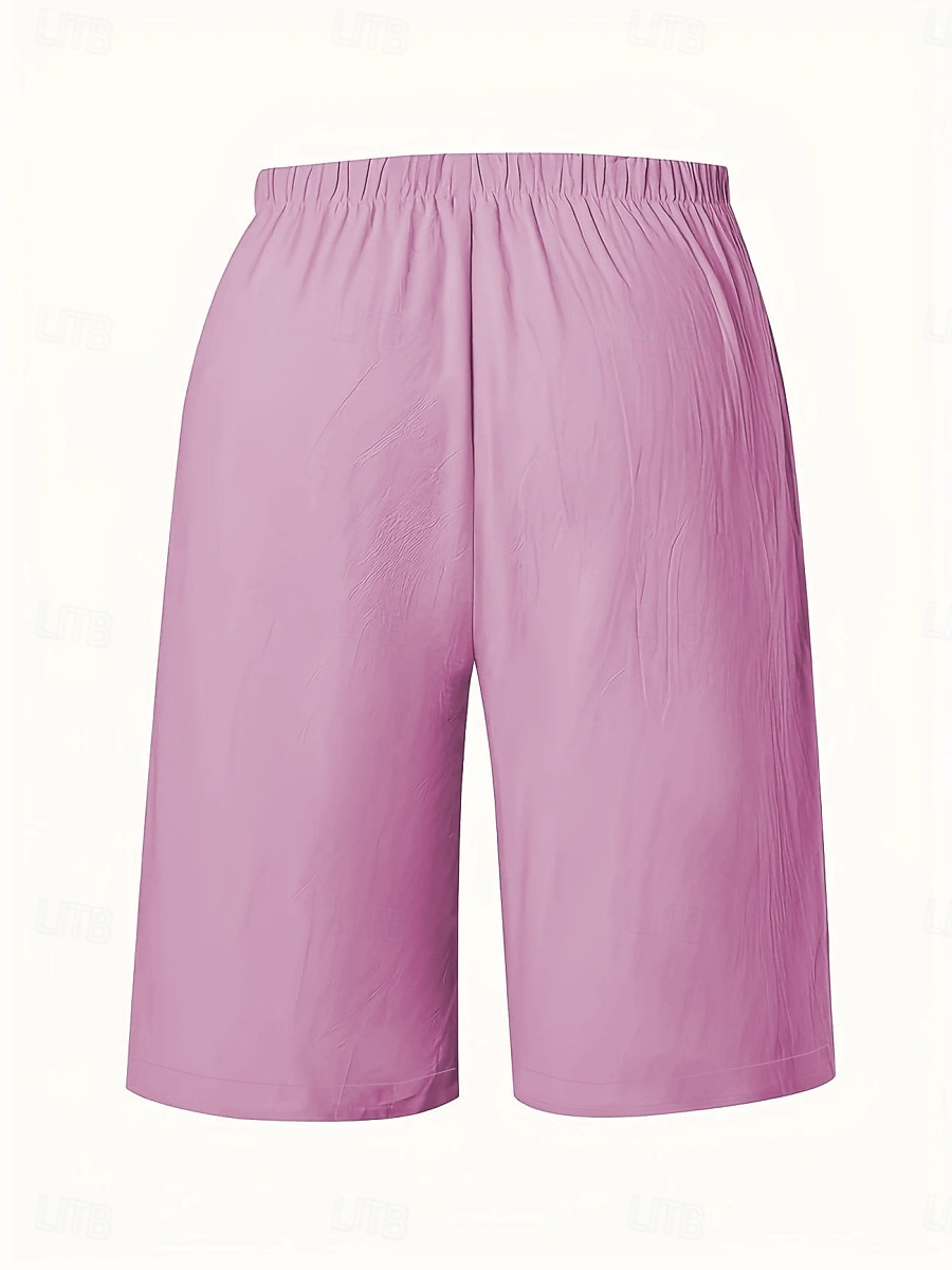 Mulheres chinês Bermudas Férias Moda Básico Comprimento do joelho Cintura Alta Tecido Bolsos Cintura elástica Confortável Macio Micro-Elástica Ao ar livre Rua Verde Militar Azul marinho Preto Branco de 2025 por $13.99 –P16