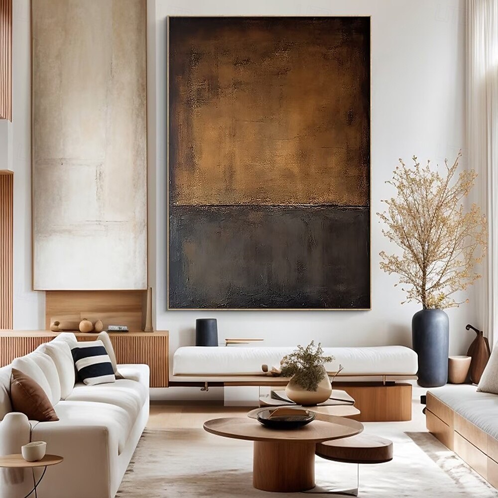 Mintura Hand Painted Abstract Black Brown Oil Paintings on Canvas Modern Abstract Wall Art Picture For Home Decoration Ready To Hang With Stretched Frame 2025 - $233.79 –P2